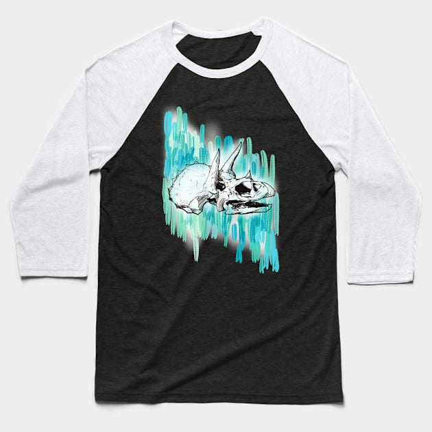 Triceratops Dinosaur Skull Baseball T-Shirt by Amy x Morgan Illustrations